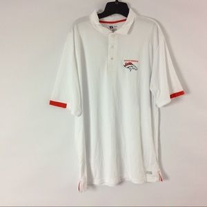 Denver Broncos Polo Shirt Size L White Orange